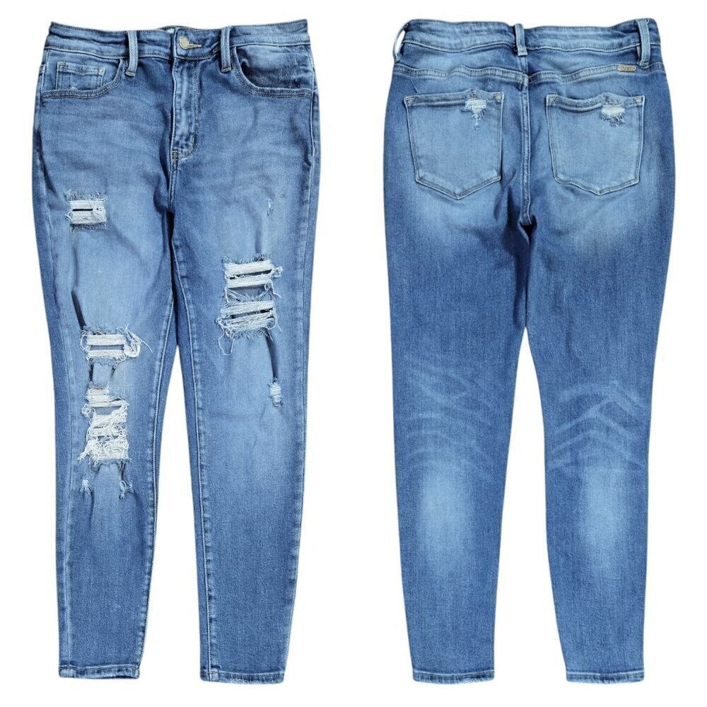 Kancan Signature Kurvy Ultra High Rise Ankle Skinny Distressed Jeans Stretch